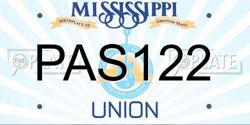 PAS122 Mississippi License Plate