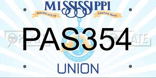 PAS354 Mississippi License Plate