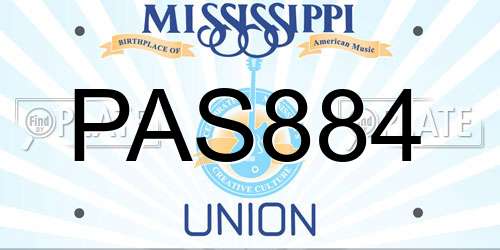 PAS884 Mississippi License Plate