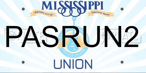 PASRUN2 Mississippi License Plate