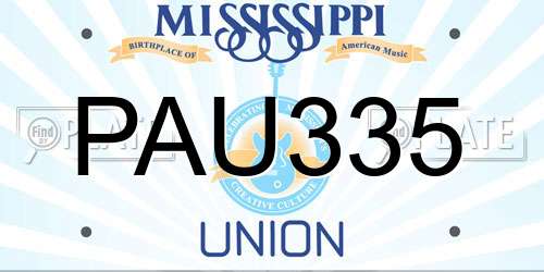PAU335 Mississippi License Plate