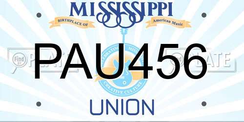 PAU456 Mississippi License Plate