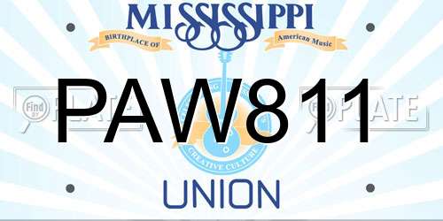 PAW811 Mississippi License Plate