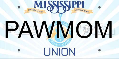 PAWMOM Mississippi License Plate