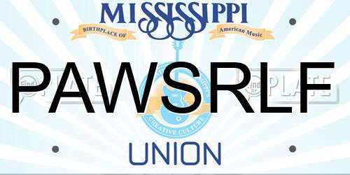 PAWSRLF Mississippi License Plate