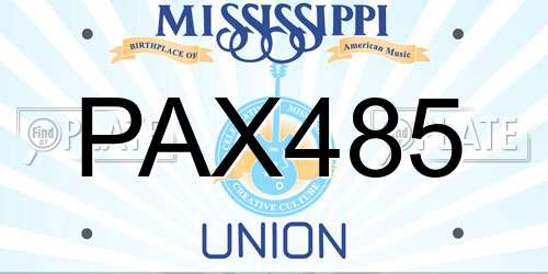 PAX485 Mississippi License Plate