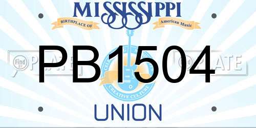 PB1504 Mississippi License Plate