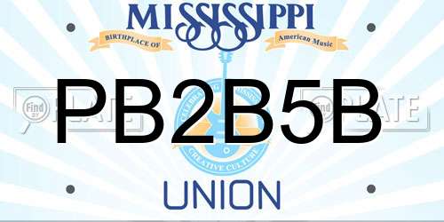 PB2B5B Mississippi License Plate