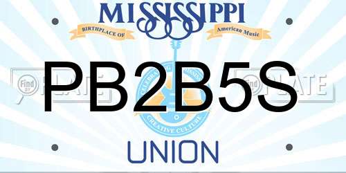 PB2B5S Mississippi License Plate