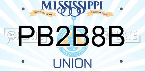 PB2B8B Mississippi License Plate