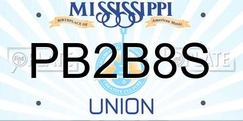 PB2B8S Mississippi License Plate
