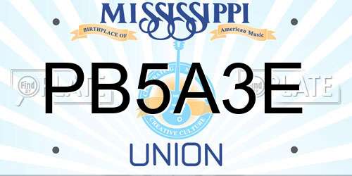 PB5A3E Mississippi License Plate