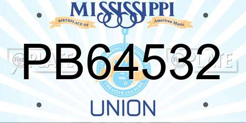 PB64532 Mississippi License Plate