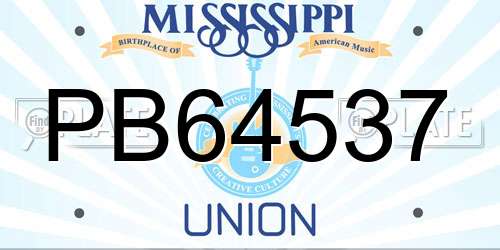 PB64537 Mississippi License Plate