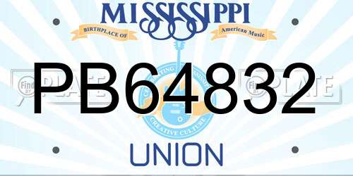 PB64832 Mississippi License Plate