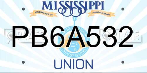 PB6A532 Mississippi License Plate