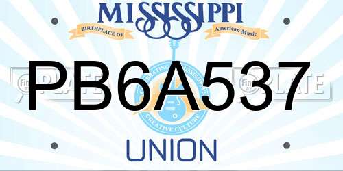 PB6A537 Mississippi License Plate