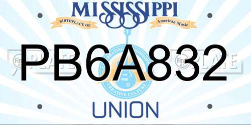 PB6A832 Mississippi License Plate