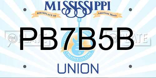 PB7B5B Mississippi License Plate
