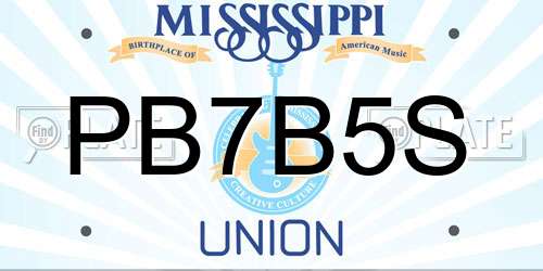 PB7B5S Mississippi License Plate
