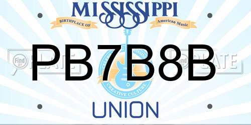 PB7B8B Mississippi License Plate