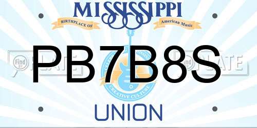 PB7B8S Mississippi License Plate