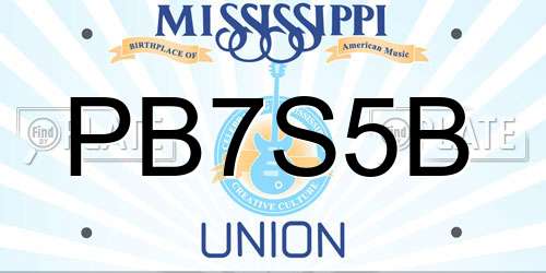 PB7S5B Mississippi License Plate