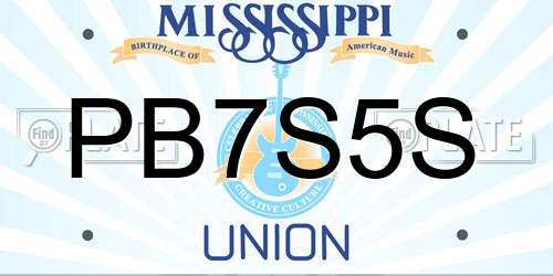 PB7S5S Mississippi License Plate
