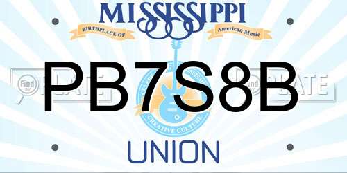 PB7S8B Mississippi License Plate