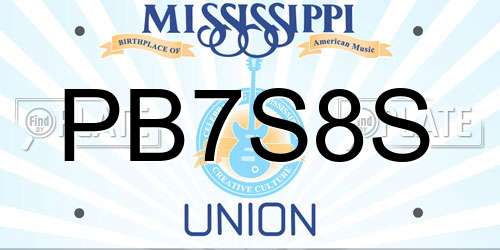 PB7S8S Mississippi License Plate