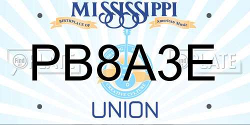 PB8A3E Mississippi License Plate