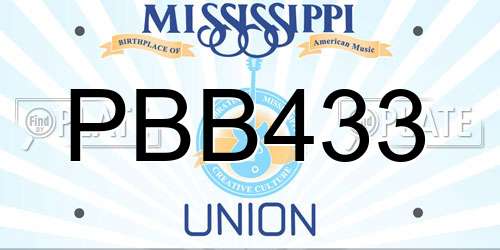 PBB433 Mississippi License Plate