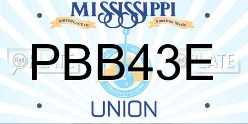PBB43E Mississippi License Plate
