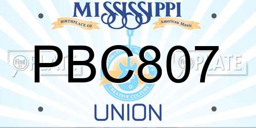 PBC807 Mississippi License Plate