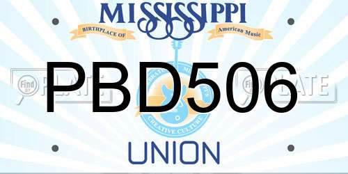 PBD506 Mississippi License Plate