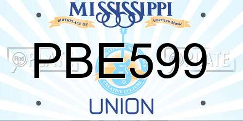 PBE599 Mississippi License Plate