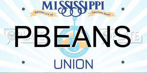 PBEANS Mississippi License Plate