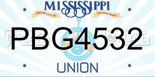 PBG4532 Mississippi License Plate