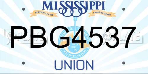 PBG4537 Mississippi License Plate