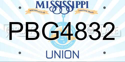 PBG4832 Mississippi License Plate