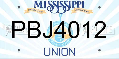 PBJ4012 Mississippi License Plate