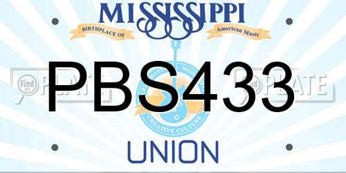 PBS433 Mississippi License Plate