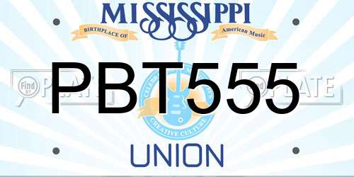 PBT555 Mississippi License Plate