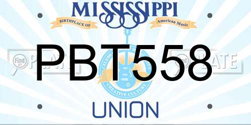 PBT558 Mississippi License Plate