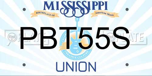 PBT55S Mississippi License Plate