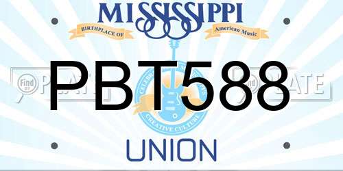 PBT588 Mississippi License Plate