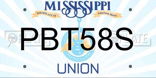 PBT58S Mississippi License Plate