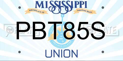 PBT85S Mississippi License Plate