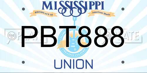PBT888 Mississippi License Plate