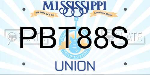 PBT88S Mississippi License Plate
